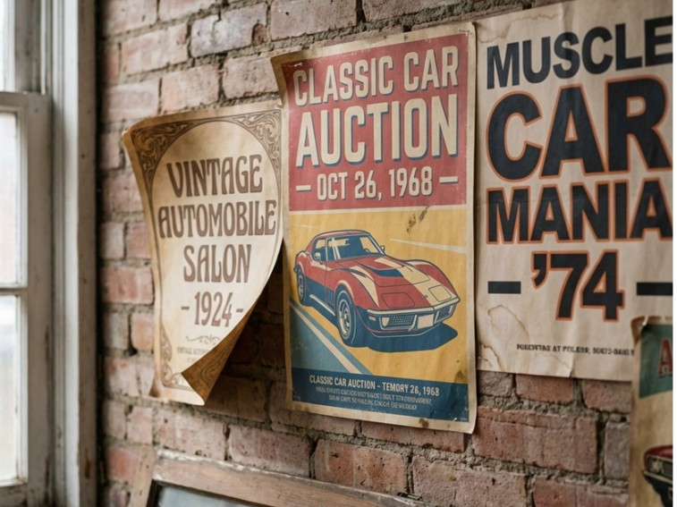 Classic Car Auction Posters Through the Years